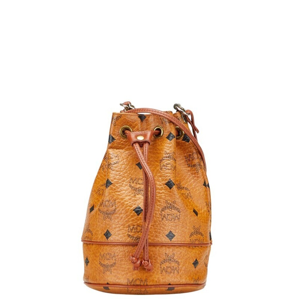 MCM Visetos Logogram Drawstring Shoulder Bag Brow… - image 1